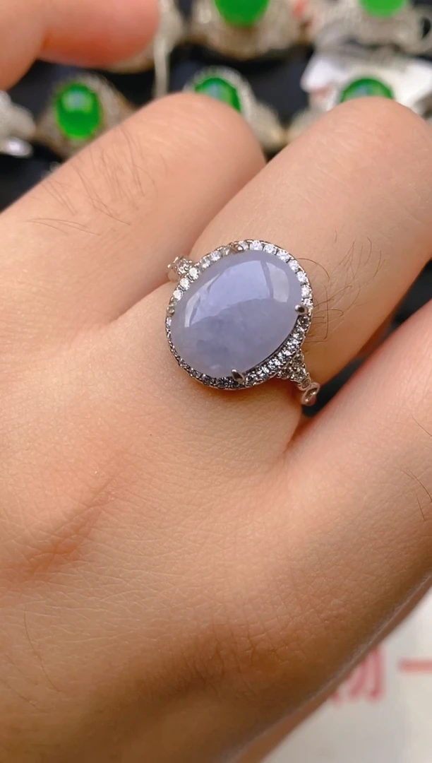 翡翠戒指银S925镶嵌天然