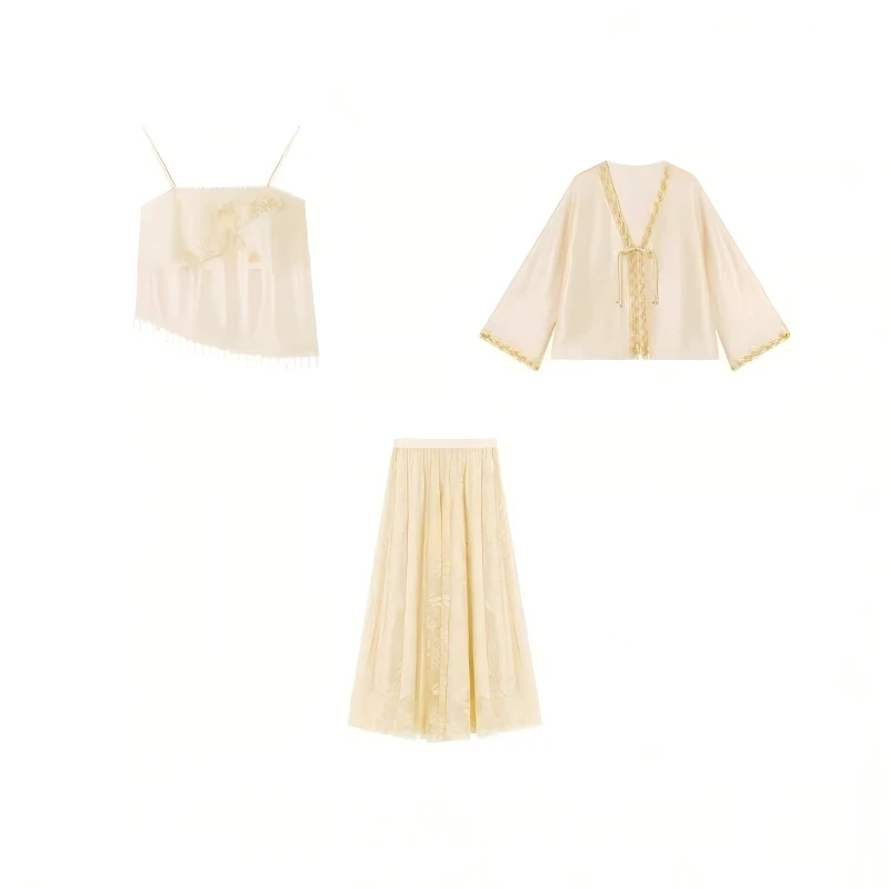 国风中式裙女套装2025轻奢新款高级上衣新中式吊带裙三件套