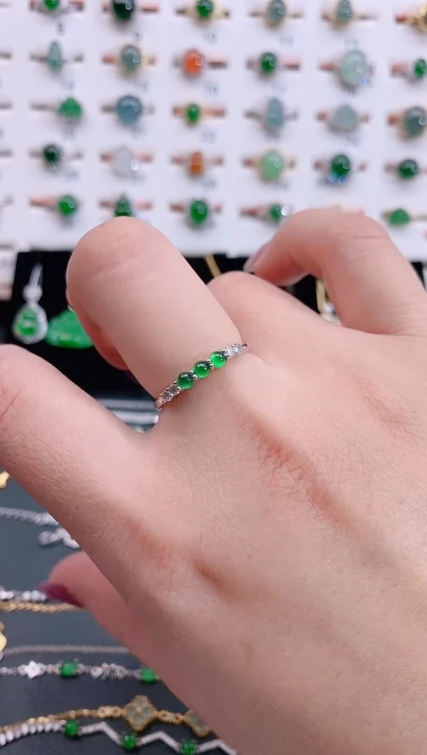 银S925镶嵌戒指翡翠天然翡翠