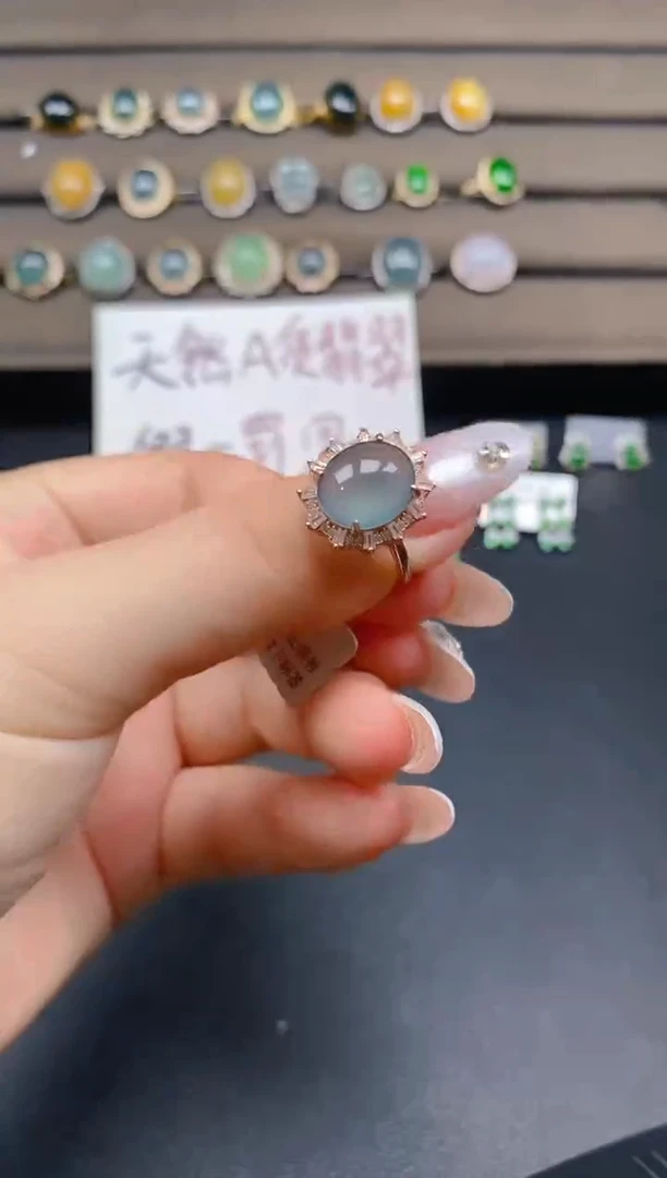 银S925镶嵌戒指翡翠60