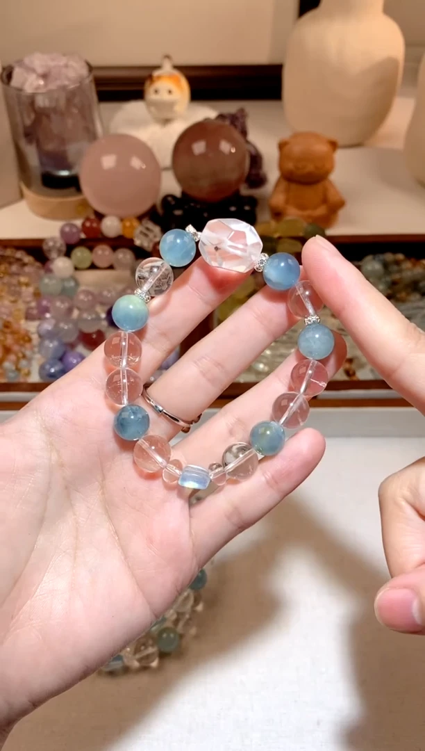 未镶嵌手串海蓝宝石 魔鬼蓝 海蓝宝diy手串 多样性发一
