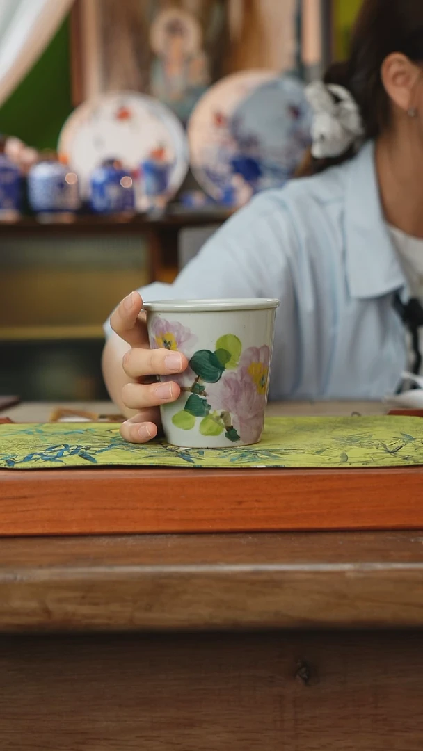 摆件景德镇釉下手绘陶瓷茶具，咖啡杯