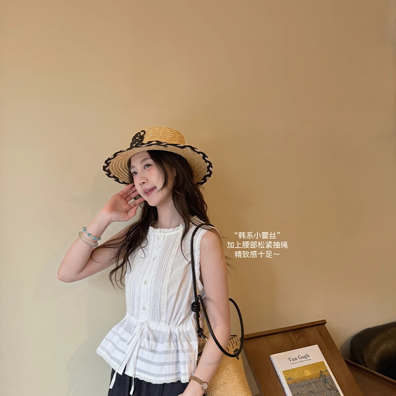 【闵笑一】池落月 小众设计夏季新款简约无袖背心衬衫女上衣