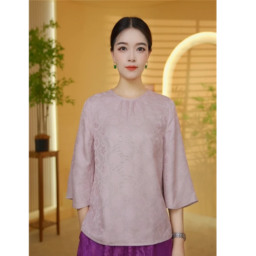 茉莉 新中式国风  时尚休闲宽松春夏衬衫 67525 M