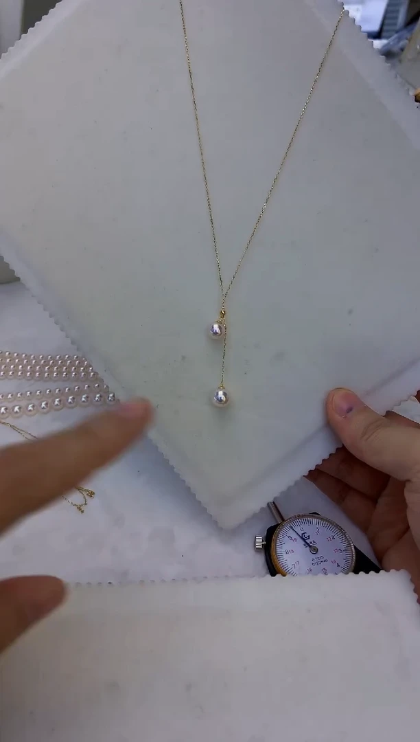 18K金镶嵌饰品海水珍珠7-8/8-9双珠y链