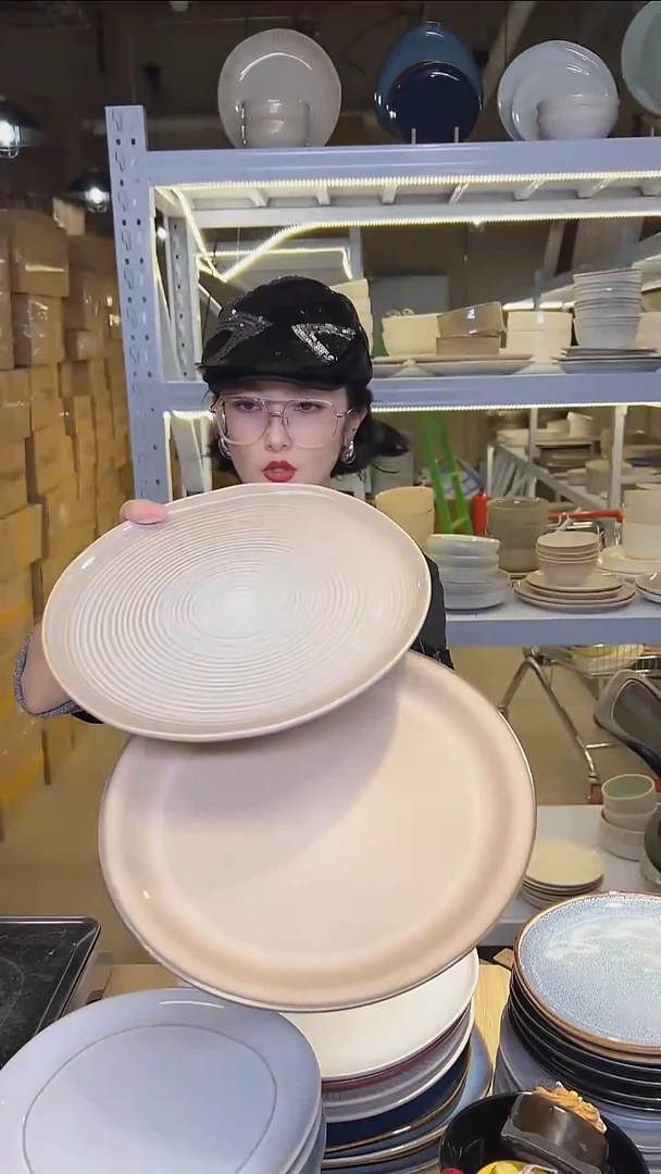 瓷111（十寸盘）外贸尾货高温釉下彩陶瓷餐具默认微瑕
