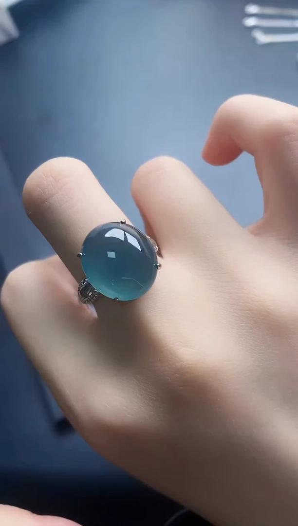 翡翠戒指银S925镶嵌一物一证一礼盒