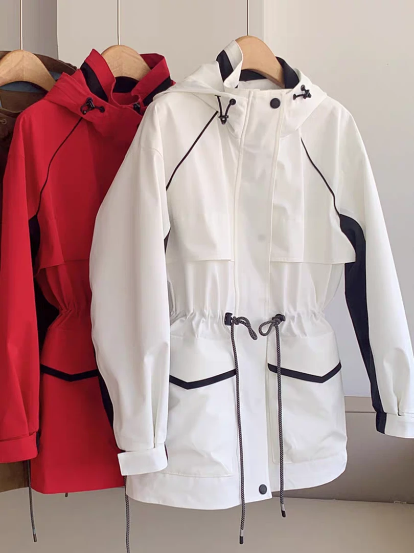 时尚女装中长款风衣外套33086