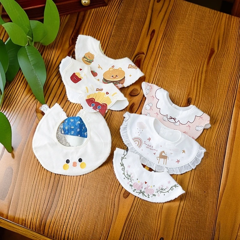婴儿防水围嘴纯棉口水巾360度旋转吃饭兜中性适围兜幼儿宝宝韩版