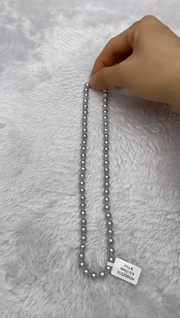 项链银S925镶嵌海水珍珠AK真多麻6.5-7mm