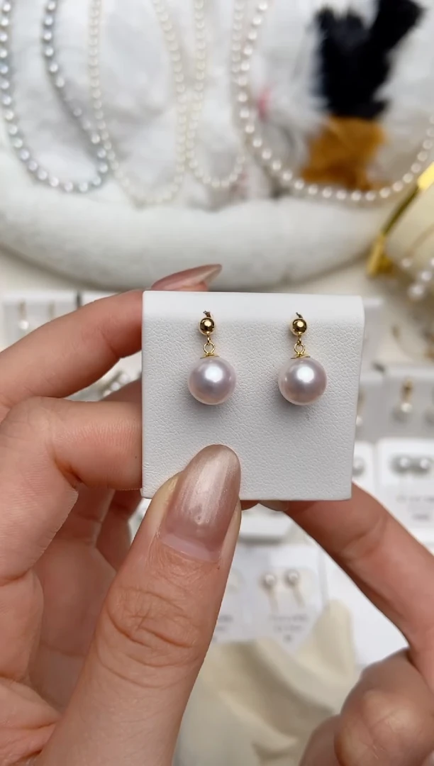 【闪购商品】海水珍珠耳饰18K金镶嵌8-8.5mm耳饰
