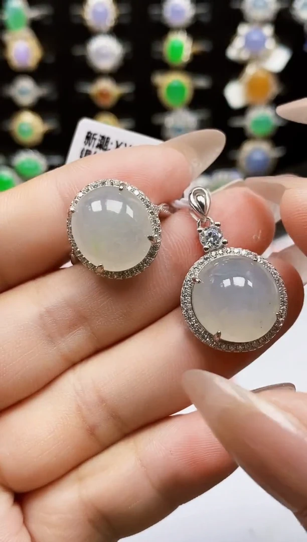银S925镶嵌戒指翡翠0113