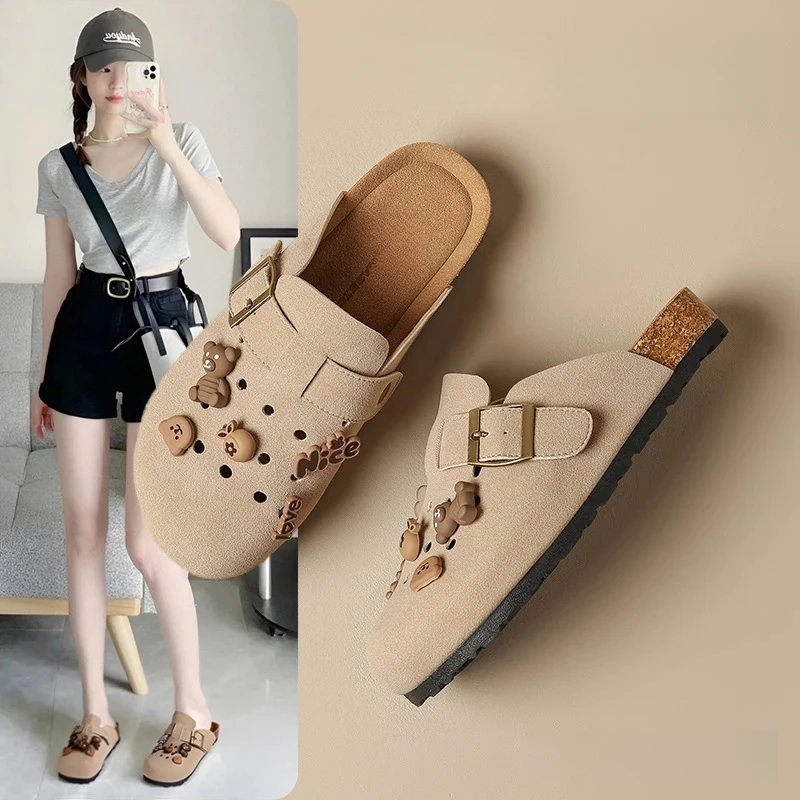 勃肯拖鞋女新款夏季外穿复古一脚蹬包头鞋软底透气洞洞鞋H2025-28