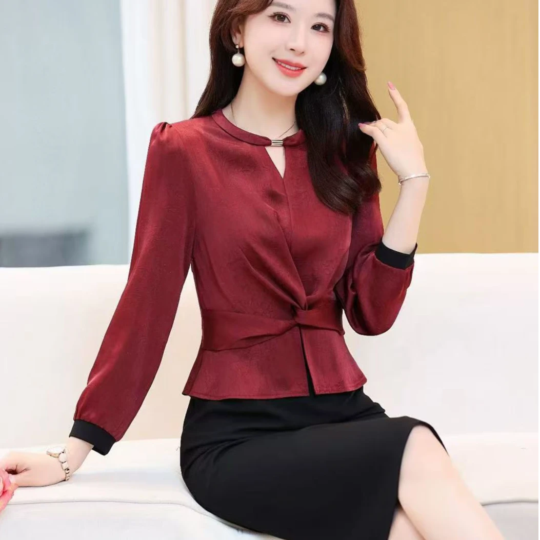 气质长袖连衣裙女~2025春秋爆款时尚洋气高贵阔太太显瘦中长裙531