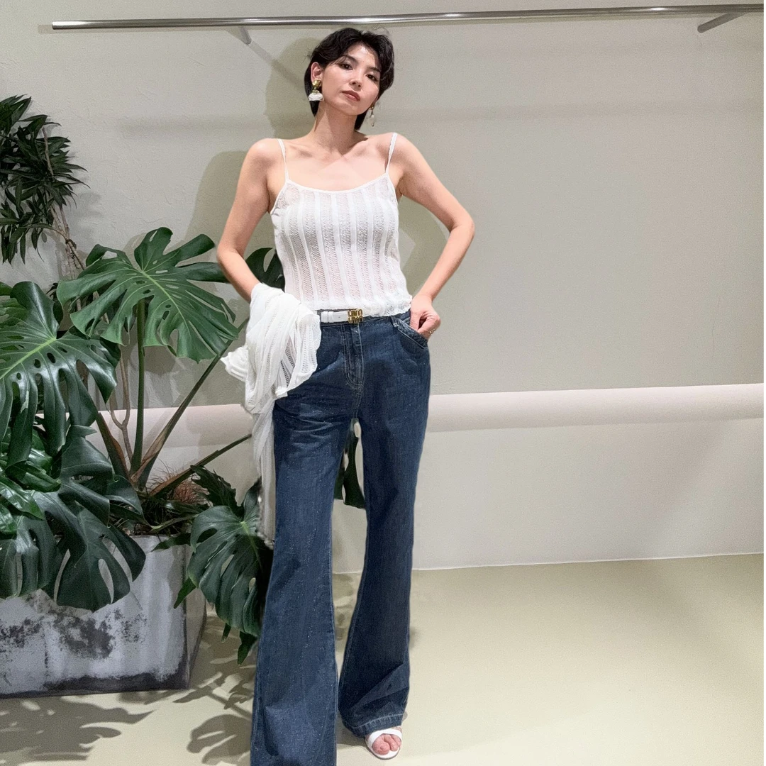 Daily Romance25夏闪闪金丝复古直筒微喇牛仔裤