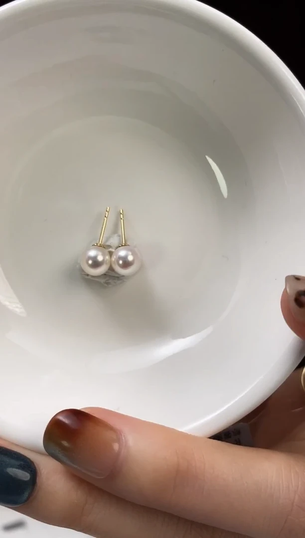 18K金镶嵌耳饰海水珍珠7-7.5Akoya海水珍珠耳饰