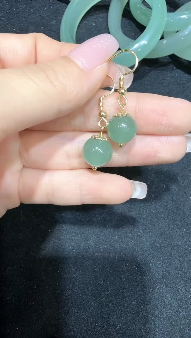 未镶嵌东陵石耳饰东陵玉单珠耳环多样性发其一