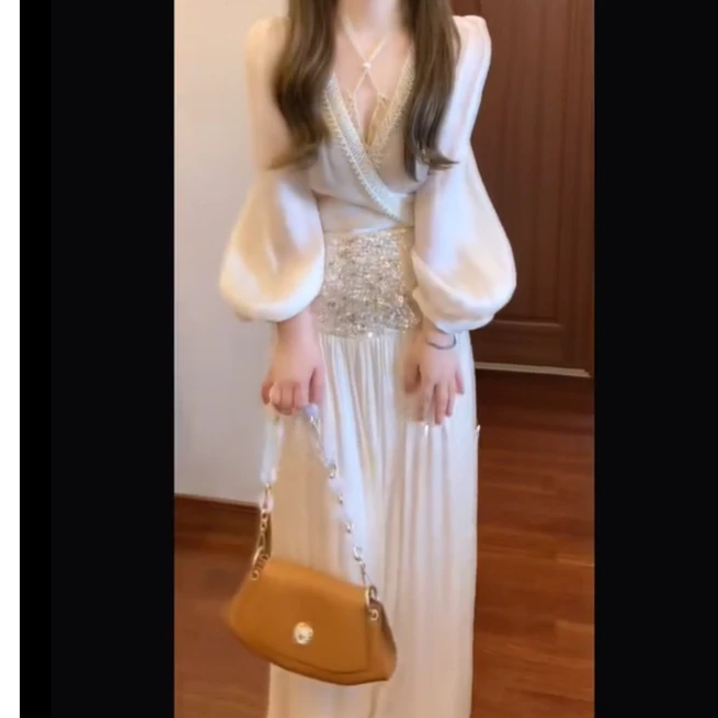 法式纯欲气质公主风时尚设计感轻奢修身连衣裙长裙女2025秋季新款