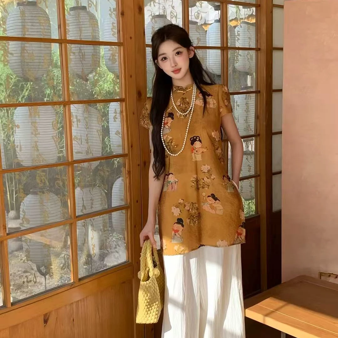 D5121冰感透气亲肤时尚舒适遮肉显气质阔腿宽松裤