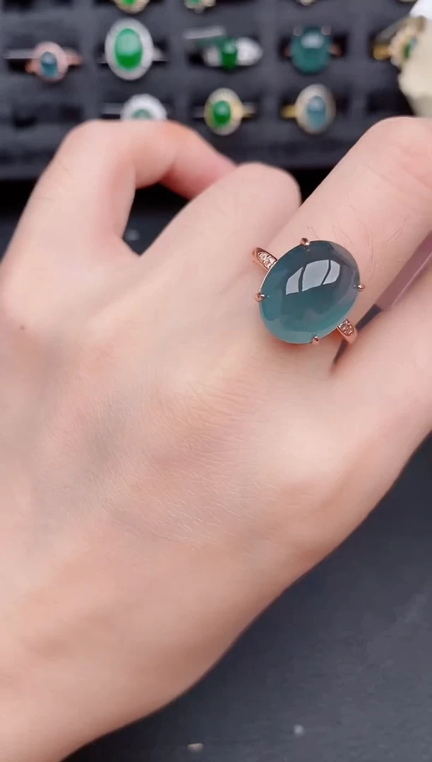 银S925镶嵌戒指翡翠天然a货翡翠289