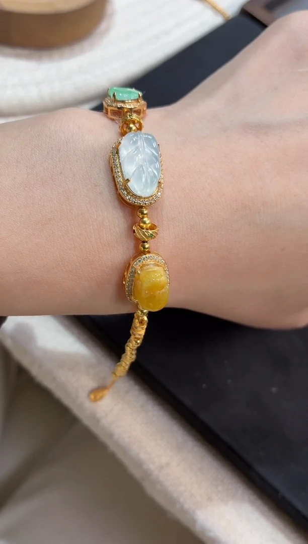 吊坠(不含链)银S925镶嵌翡翠手链