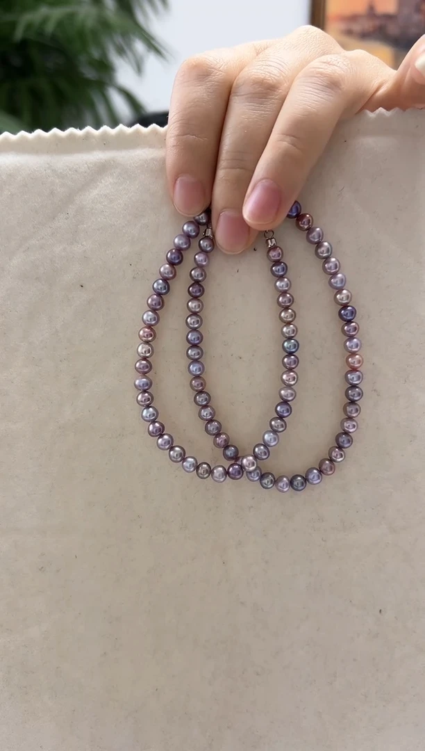 【闪购商品】淡水珍珠项链未镶嵌5-6紫色项链