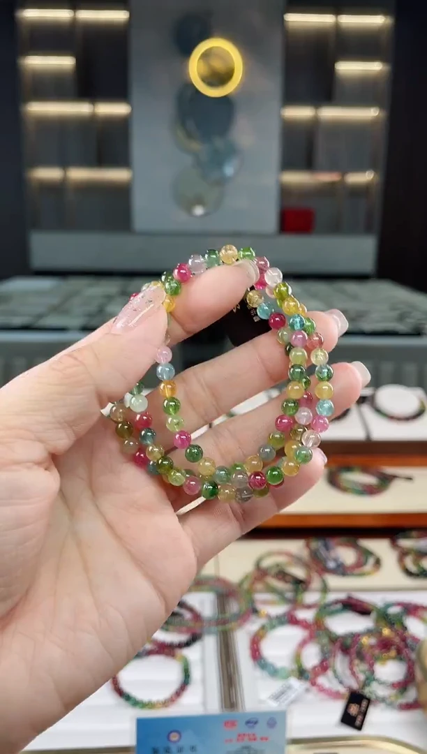 未镶嵌老矿碧玺三圈手串5mm+碧玺多样性发一条T