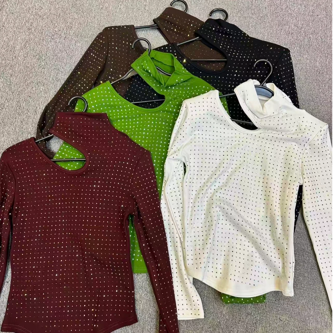 新wss女装-设计感烫钻长袖打底衫女时尚气质百搭上衣