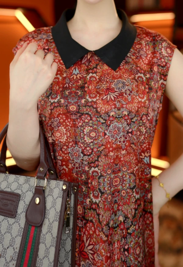 [送腰封]专柜上新花色气质减龄繁花似锦百搭显瘦连衣裙E-1007