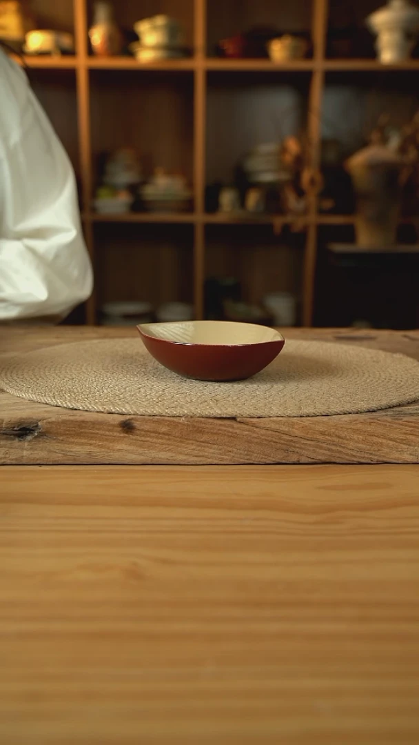 复古红系列的叶子碟子1个