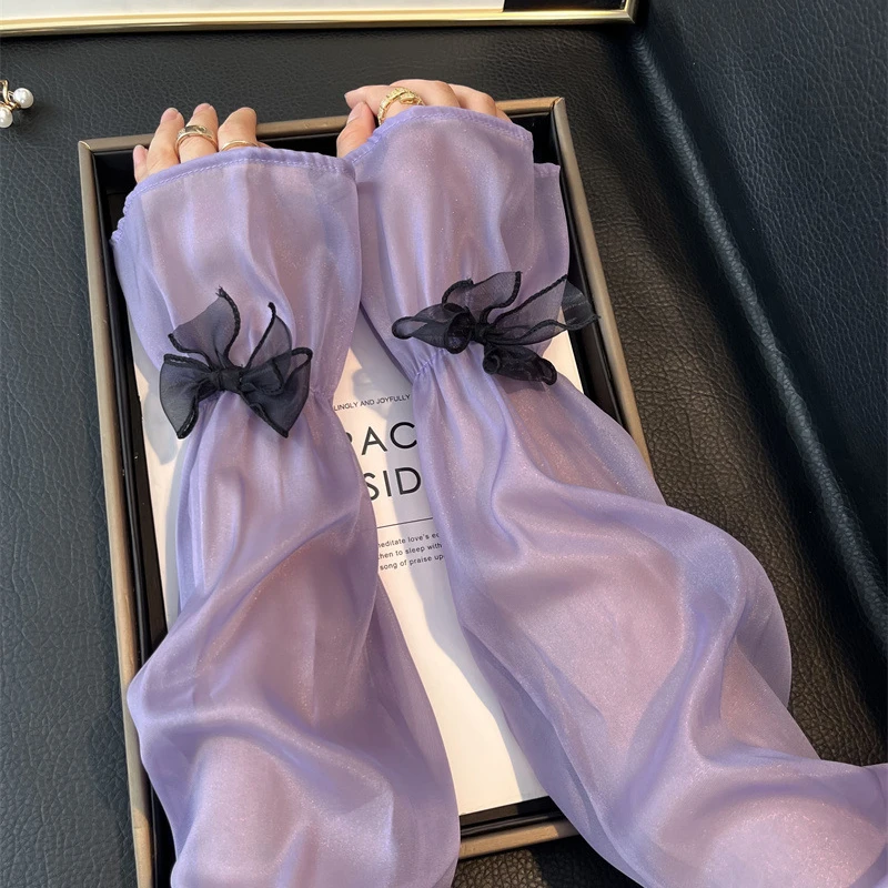 开车宽松手套薄款冰丝手袖防晒袖套女夏蕾丝冰袖户外新款防紫外线