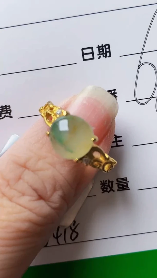 银S925镶嵌戒指翡翠6418