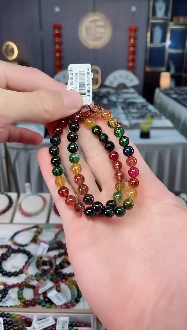 未镶嵌收藏级老矿碧玺单圈手串7mm+碧玺xion多样性发货一条