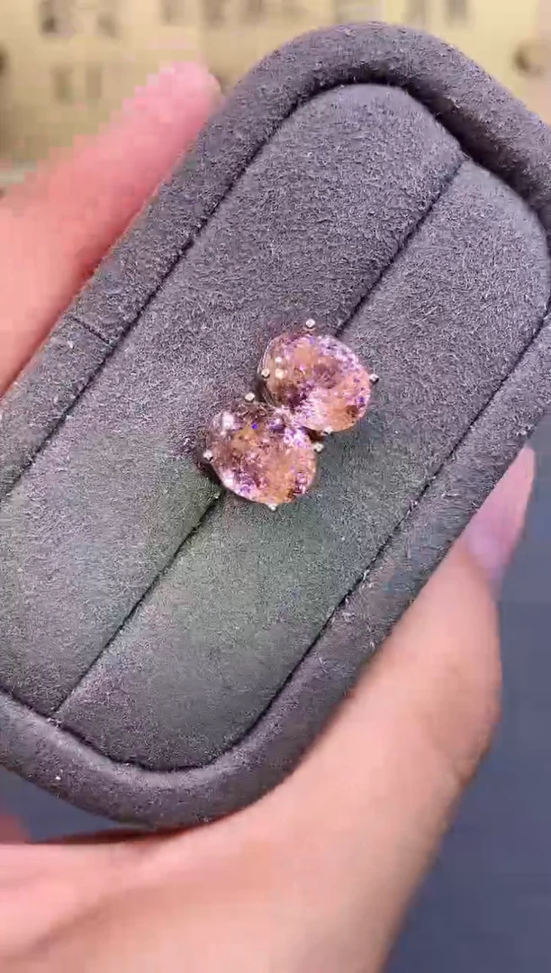 银S925镶嵌耳饰碧玺2222