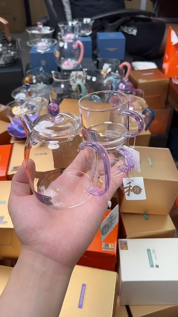 @@禾器晶彩宴臣壶浅紫色+逸杯紫2只