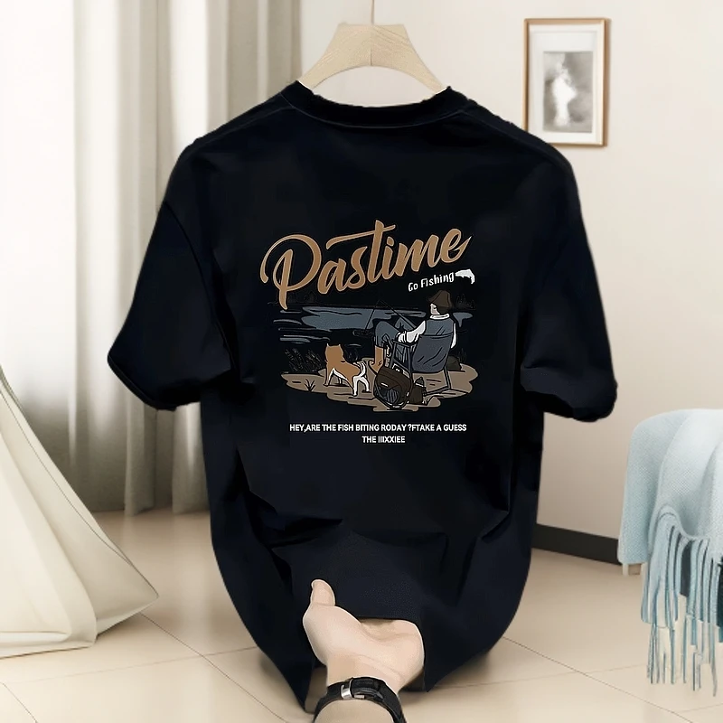 夏季新款美式休闲宽松短袖T恤男重磅纯棉潮流印花上衣半袖圆领t恤