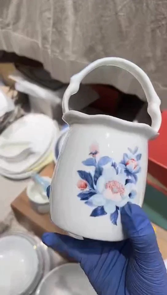 骨瓷花篮隆达骨瓷
