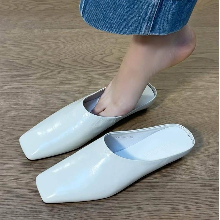 拖鞋2025新款浅口职场外穿简约百搭款夏季懒人拖低跟气质半拖女款