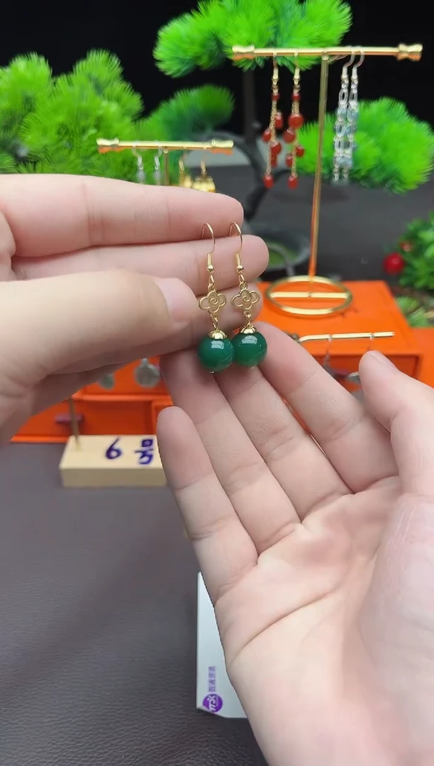 玛瑙/玉髓耳饰银S925镶嵌428