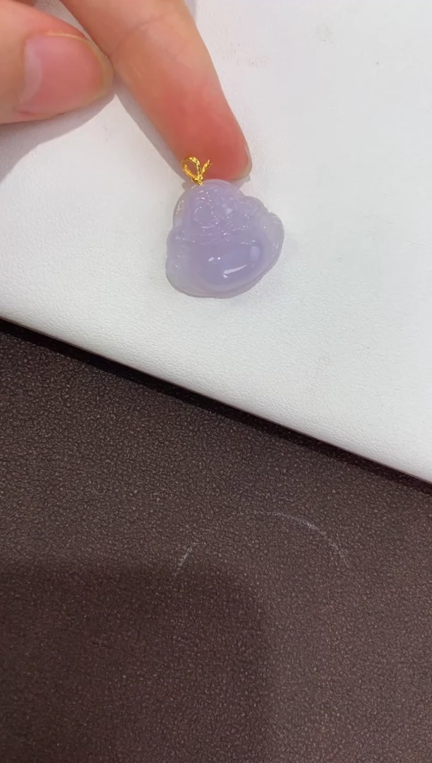 翡翠18K金镶嵌颈饰天然缅甸a货翡翠