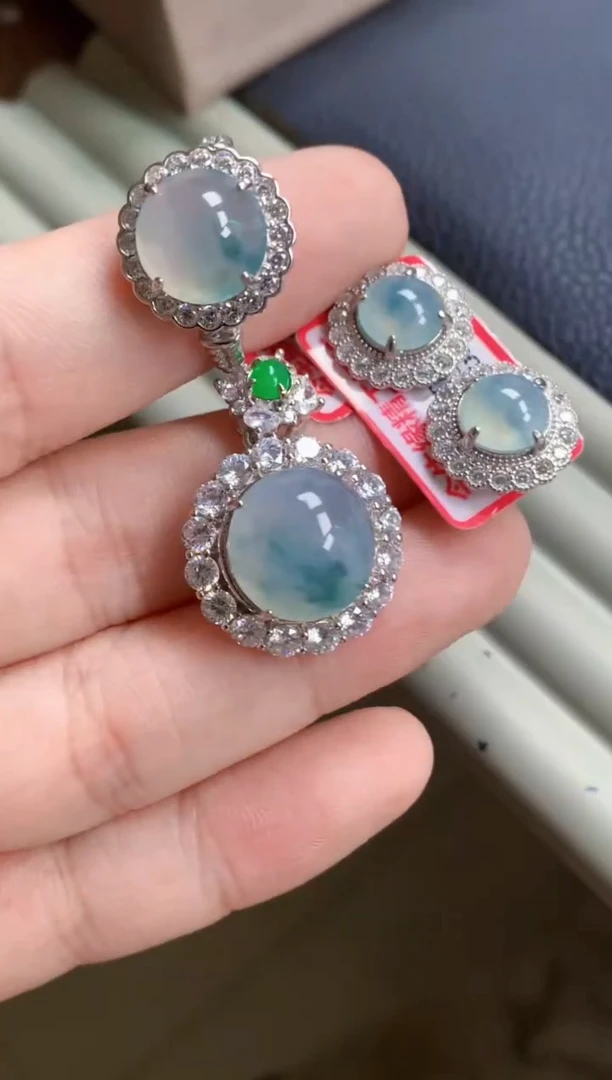 银S925镶嵌戒指翡翠天然A货缅甸翡翠