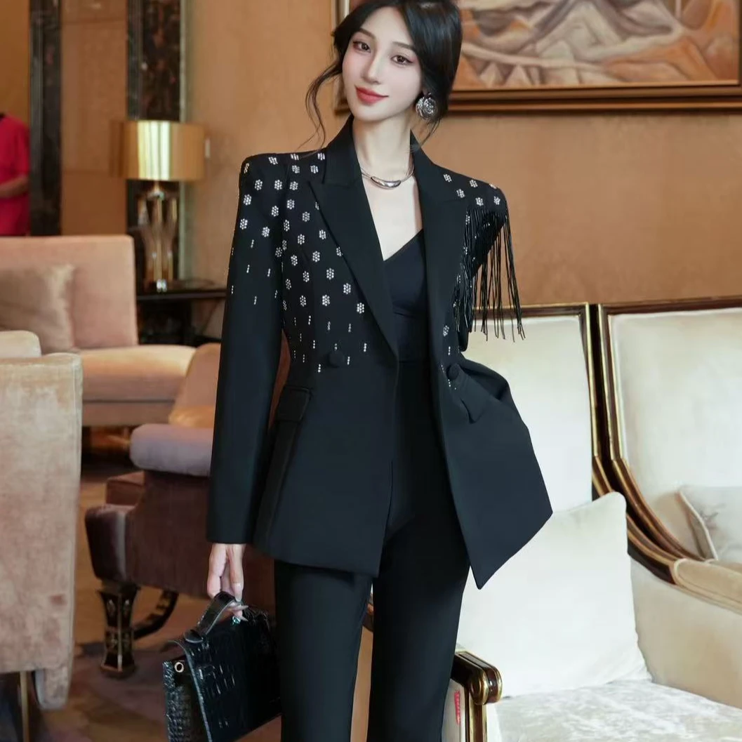 盛雅姿[璀璨盛绽]秋款设计感重工V领长袖外套上7c(长60左右12050