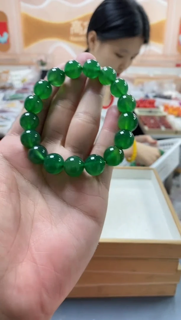 未镶嵌手串玛瑙/玉髓绿玛瑙手串尺寸12mm