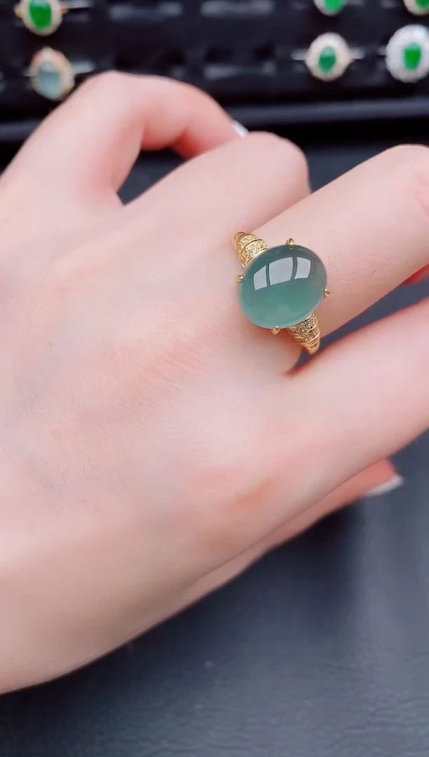 【闪购商品】翡翠戒指银S925镶嵌天然a货翡翠186