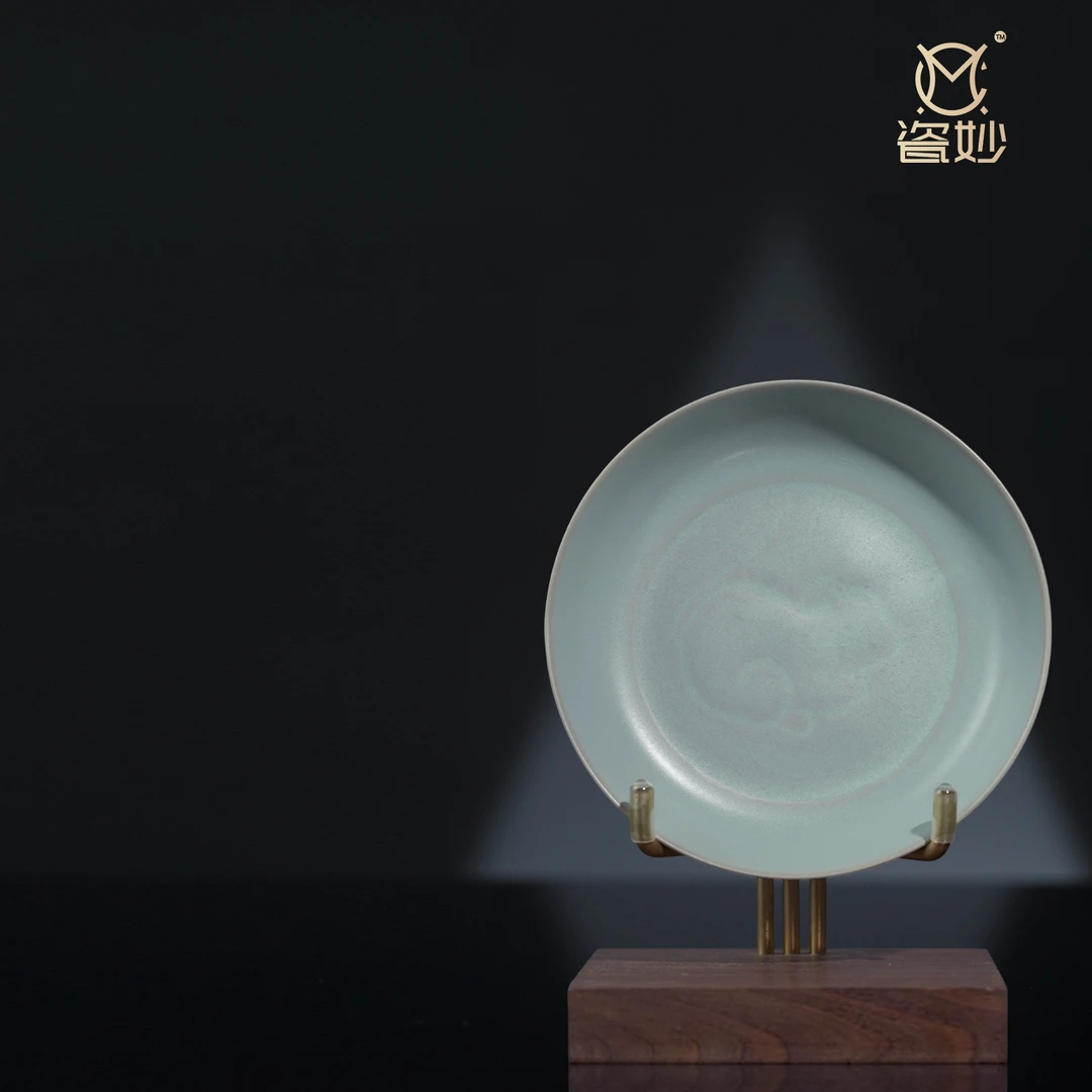 瓷妙柴窑古法还原柴烧汝瓷复烧传世系列天青釉十二生肖洗原矿釉