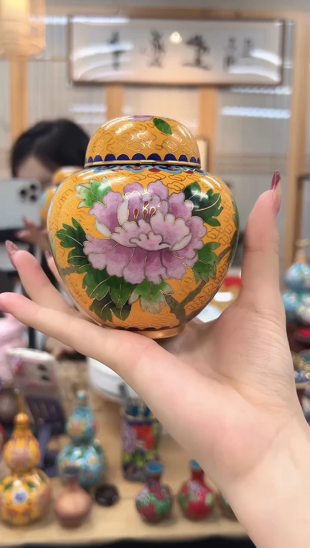 【闪购商品】景泰蓝实地西瓜罐XGG001黄