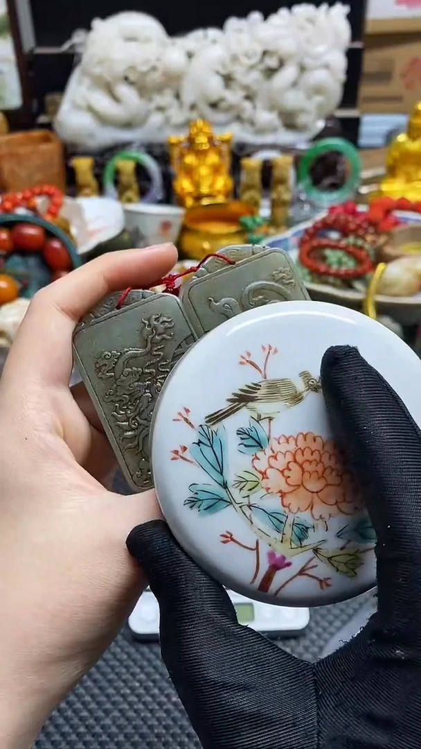 【闪购商品】瓷片瓷器瓷片 摆件1对