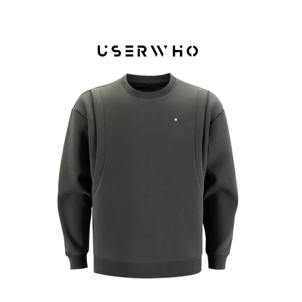 Userwho幼虎重磅保暖夜隼加绒冬季保暖修飾比例深夜卫衣套装