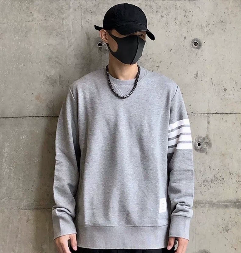 99新 THOMBROWNE J20038 灰色经典四杠棉质圆领长袖卫衣 3 L码