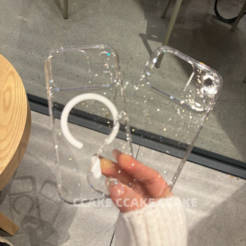 磁吸闪粉pc适用于苹果17promax/16防摔手机壳15/14/13简约17pro